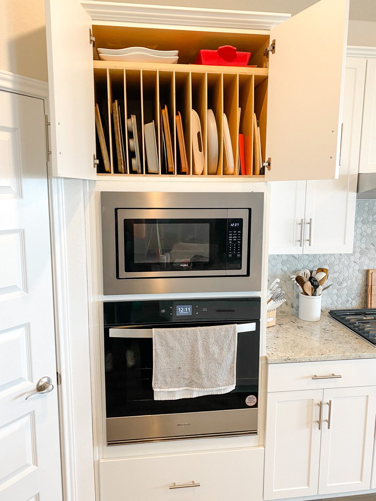 Pantry Oven Cabinet Tray Dividers on The Top Shelf